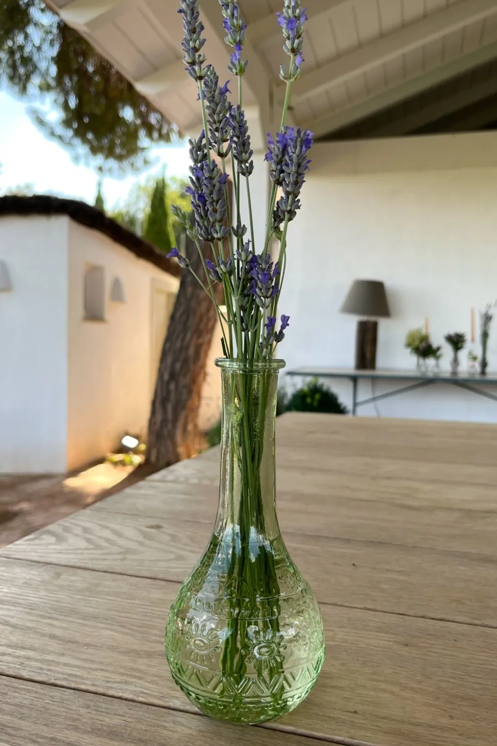 Florero De Cristal Con Diseño París Verde Claro