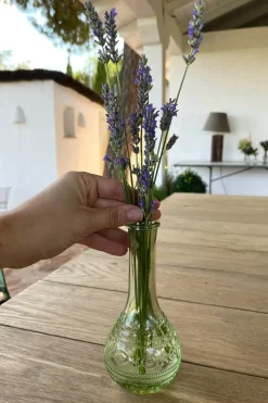 Florero De Cristal Con Diseño París Verde Claro