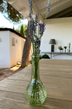Florero De Cristal Con Diseño París Verde Claro