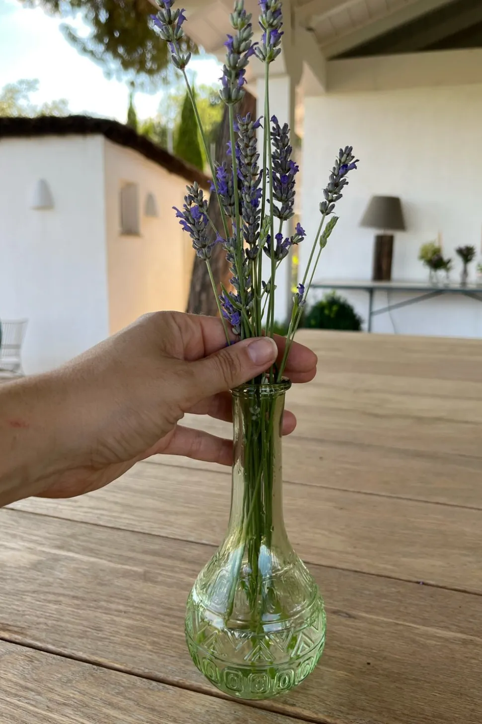 Florero De Cristal Con Diseño París Verde Claro