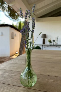 Florero De Cristal Con Diseño París Verde Claro
