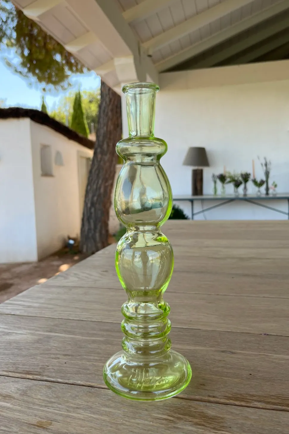 Florero De Cristal Con Diseño Florencia Verde Claro Grande