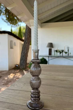 Florero De Cristal Con Diseño Florencia Gris Grande
