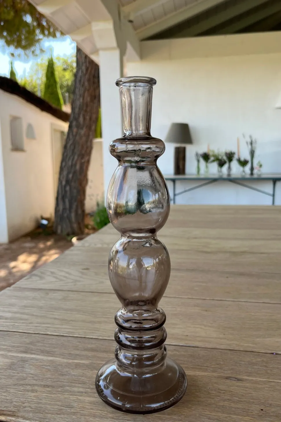 Florero De Cristal Con Diseño Florencia Gris Grande