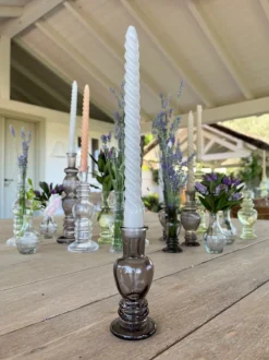 Florero De Cristal Con Diseño Venecia Gris Pequeño