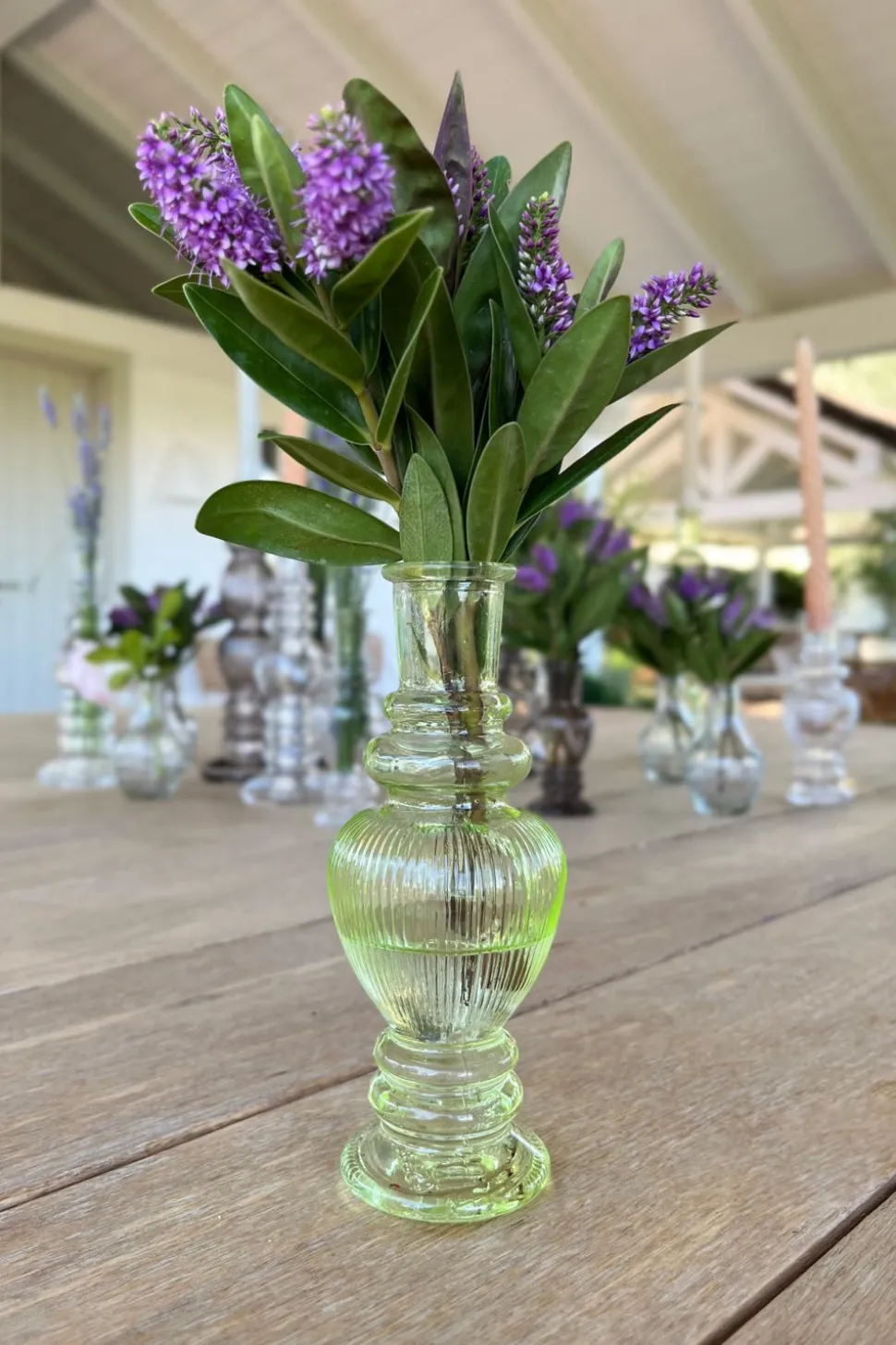 Florero De Cristal Con Diseño Venecia Verde Claro Grande