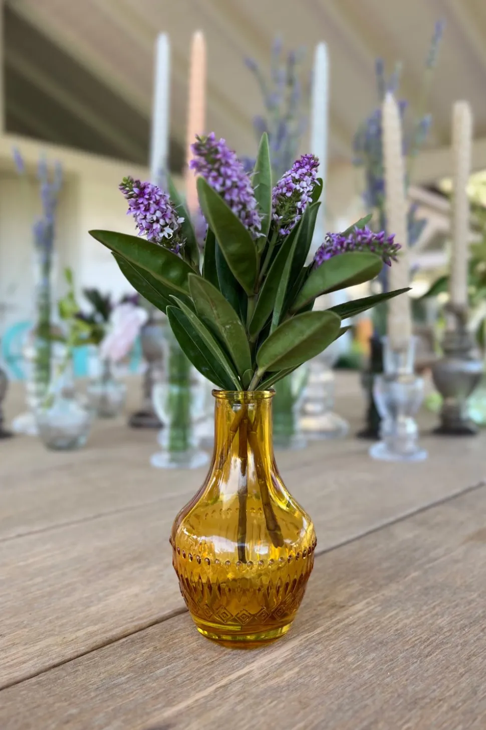 Florero De Cristal Con Diseño Milán Ocre