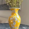 Florero De Porcelana Amarillo Diseño Kiku
