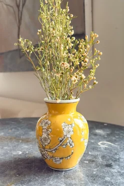 Florero De Porcelana Amarillo Diseño Sakura