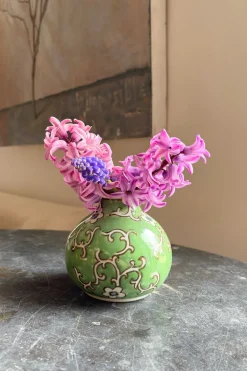 Florero De Porcelana Verde Diseño Lian