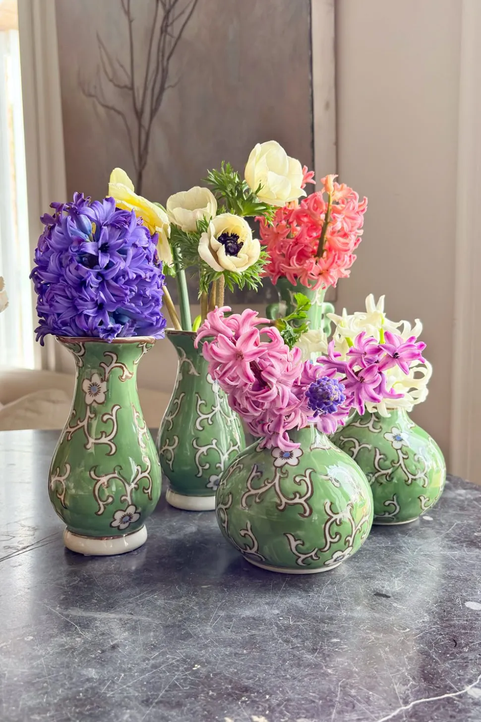 Florero De Porcelana Verde Diseño Lian