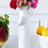 Florero Porcelana Blanco Con Pájaros Mediano