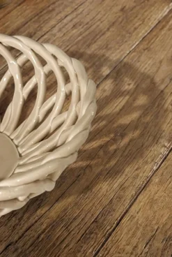 Frutero De Porcelana Diseño Trenzado Pequeño