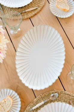 Fuente Oval Grande Blanca Flor Co