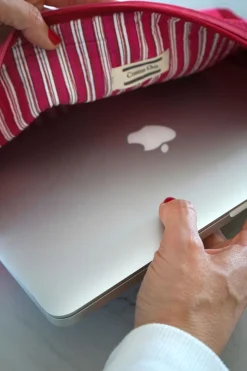 Funda Para Portátil Rayas Rosas Y Rojas