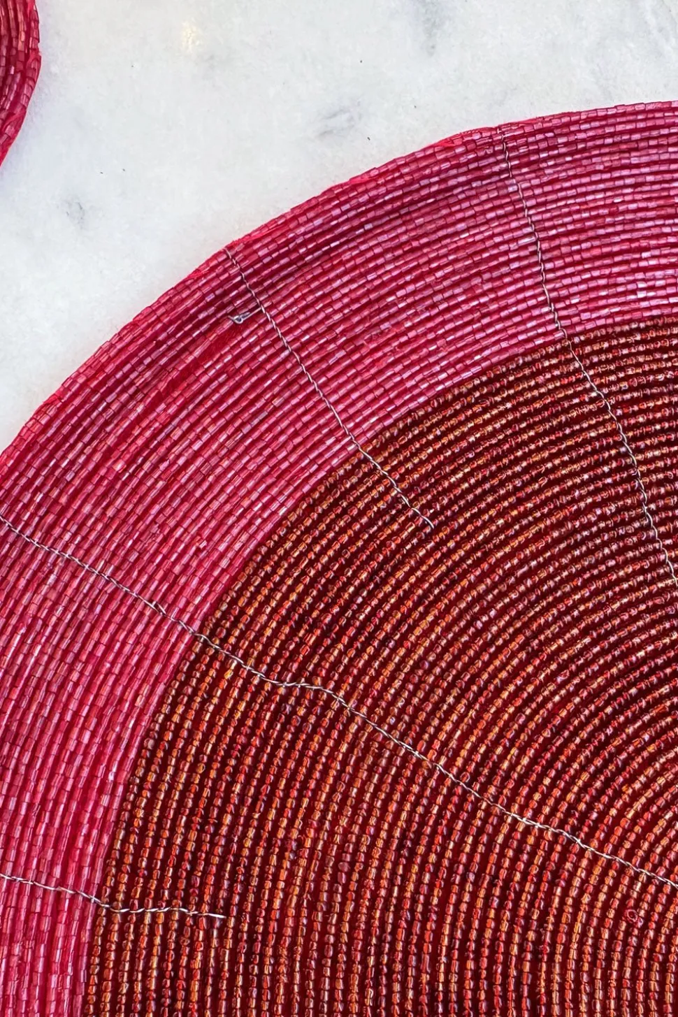 Individual Rojo Bordado Con Cuentas