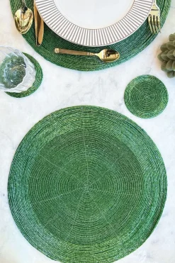 Individual Verde Bordado Con Cuentas