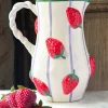 Jarra Blanca Diseño Fresas