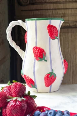 Jarra Blanca Diseño Fresas