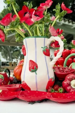 Jarra Blanca Diseño Fresas