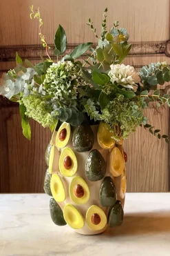 Jarrón Con Diseño De Aguacates En Relieve