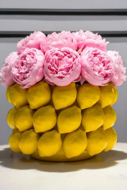 Jarrón Con Diseño De Limones Bajo