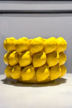 Jarrón Con Diseño De Limones Bajo