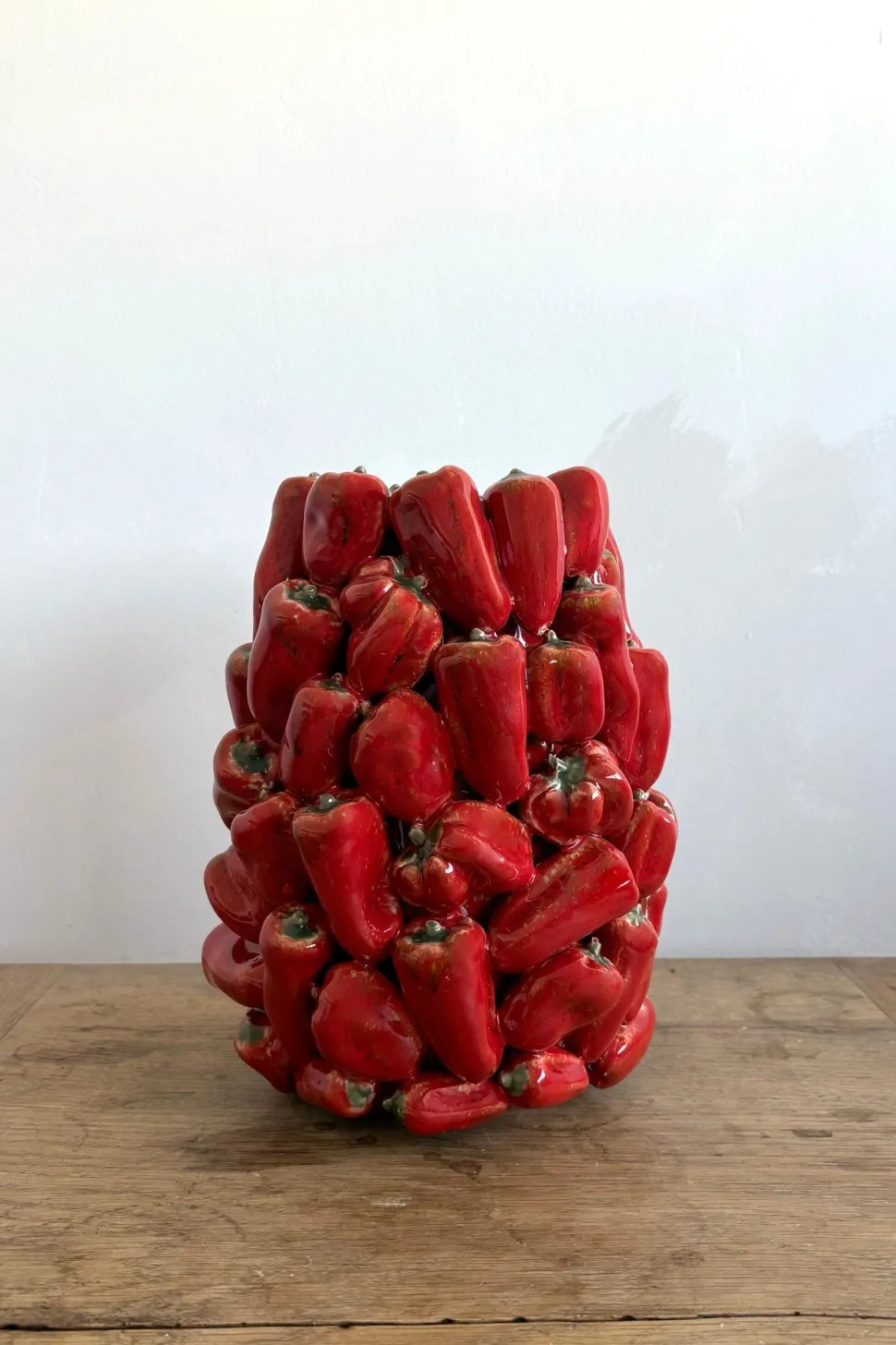 Jarrón Con Diseño De Pimientos Rojos Grande