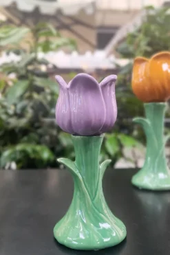 Jarrón Con Diseño De Tulipán Lila
