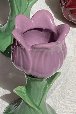 Jarrón Con Diseño De Tulipán Lila