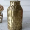 Jarrón De Cristal Trenzado En Oro Viejo Grande