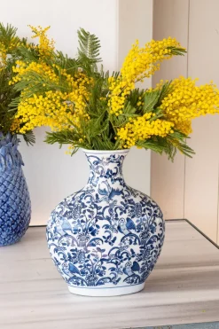 Jarrón De Porcelana Azul Y Blanco Modelo Hida