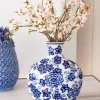 Jarrón De Porcelana Azul Y Blanco Modelo Kioto