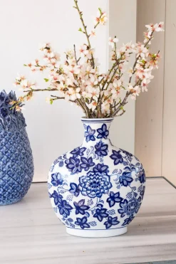 Jarrón De Porcelana Azul Y Blanco Modelo Kioto