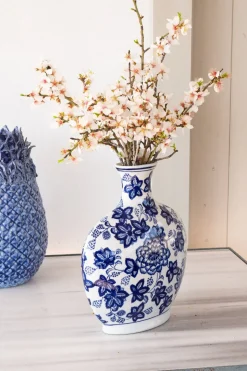 Jarrón De Porcelana Azul Y Blanco Modelo Kioto