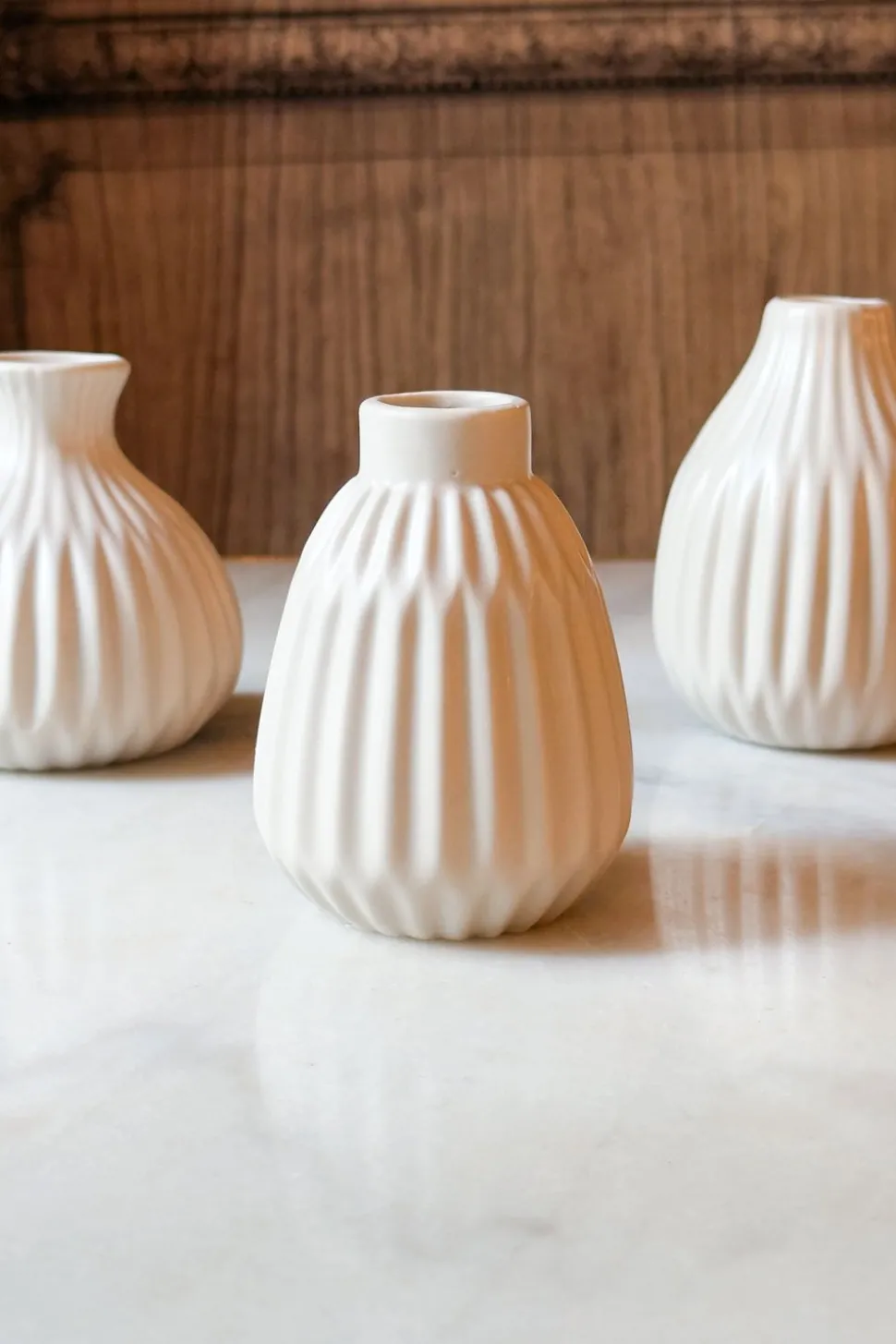 Jarrón De Porcelana Beige