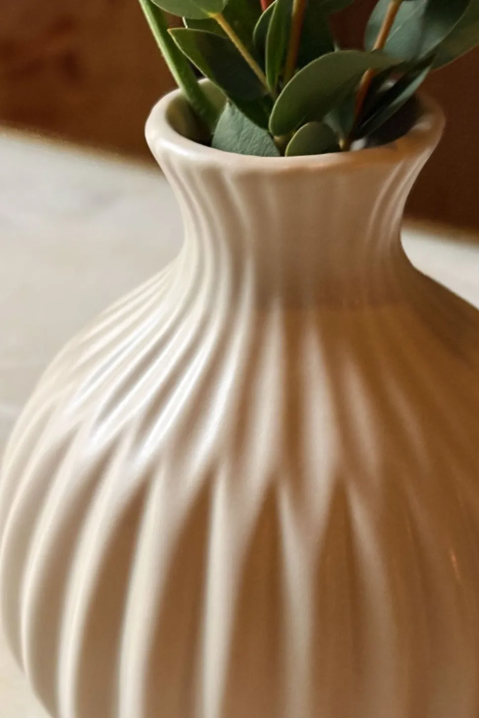 Jarrón De Porcelana Beige