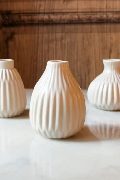 Jarrón De Porcelana Beige