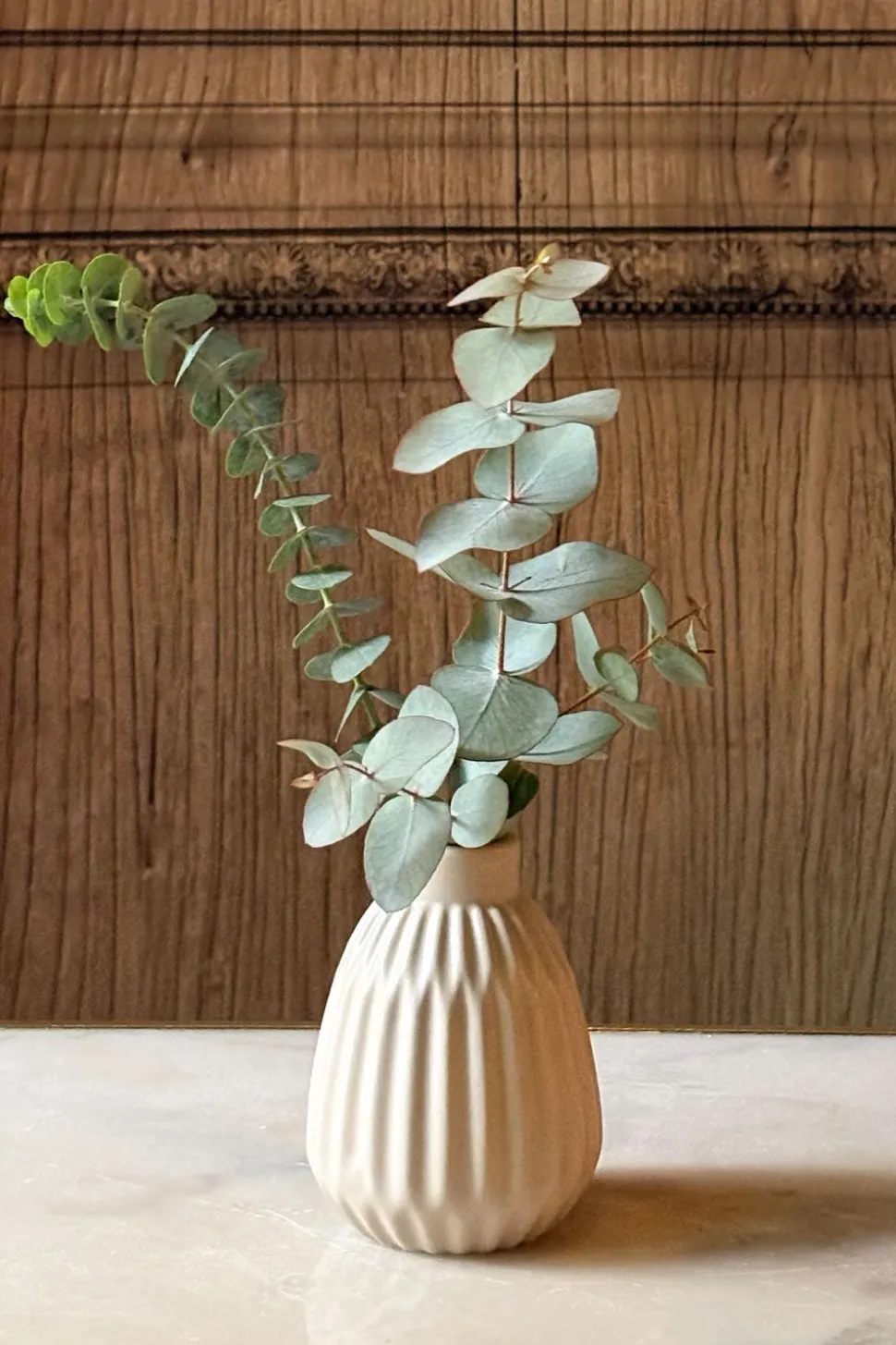 Jarrón De Porcelana Beige