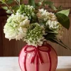 Jarrón De Porcelana Rosa Con Lazo Rojo