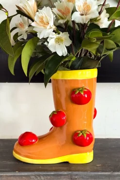 Jarrón Diseño Bota Con Tomates