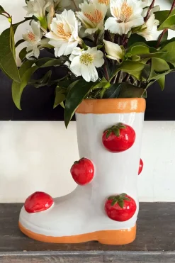 Jarrón Diseño Bota Con Tomates