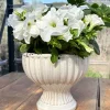 Jarrón Diseño Copa De Porcelana Blanco Roto Grande