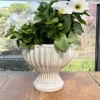 Jarrón Diseño Copa De Porcelana Blanco Roto