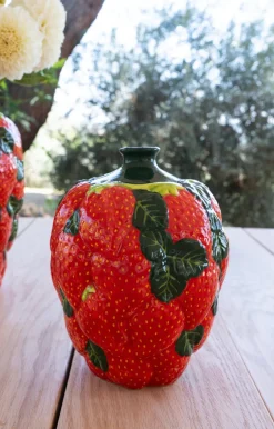 Jarrón Diseño Fresas De Porcelana Pequeño