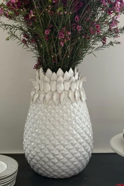 Jarrón Diseño Piña Blanco Grande