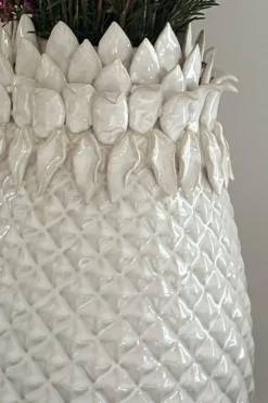 Jarrón Diseño Piña Blanco Grande