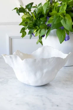 Jarrón Irregular De Porcelana Blanco Brillante 20 Cm