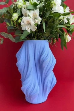 Jarrón Irregular Efecto 3D Azul Alto