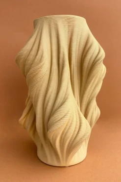 Jarrón Irregular Efecto 3D Beige Alto